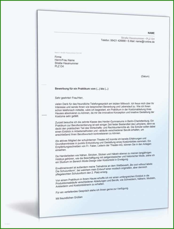 Schülerpraktikum Bericht Vorlage