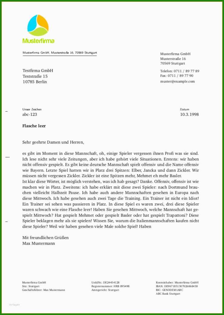 Sehr Geehrte Damen Und Herren Brief Vorlage