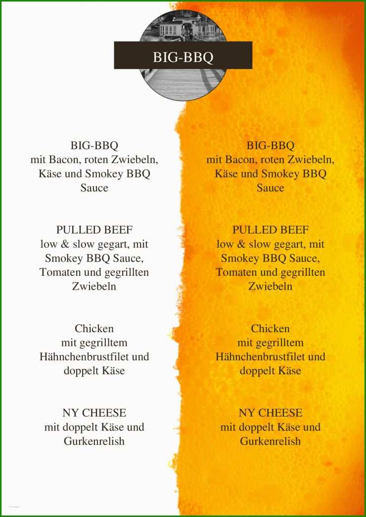 Speisekarte Grill Vorlage