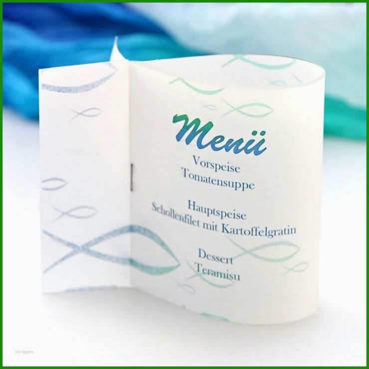 Speisekarte Konfirmation Vorlage