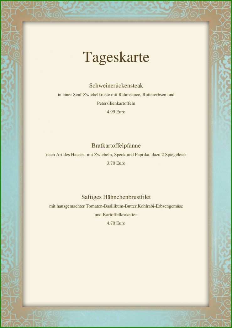 Speisekarte Tageskarte Vorlage