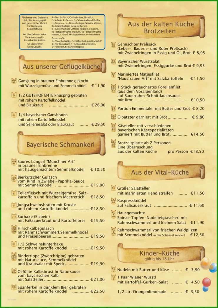 Speisekarte Vorlage Oktoberfest