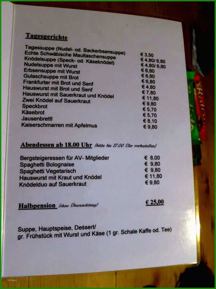 Speisekarte Vorlage Zum Ausdrucken