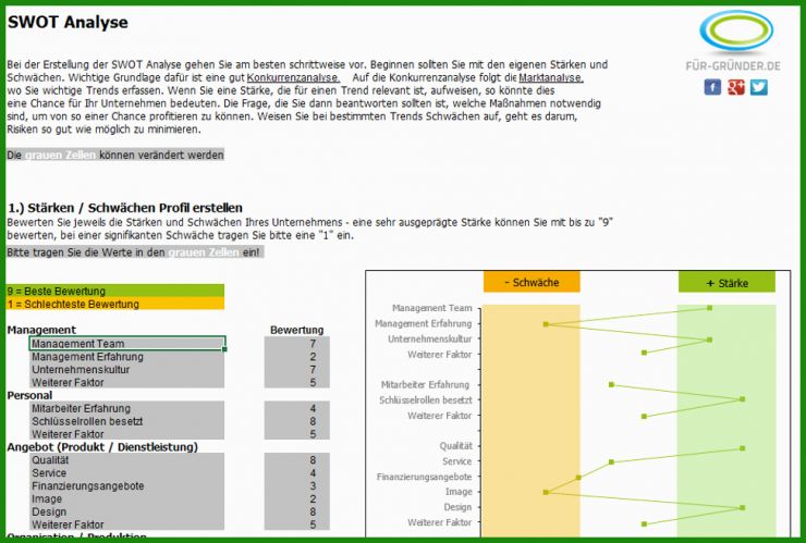 Stärken Schwächen Analyse Excel Vorlage Kostenlos