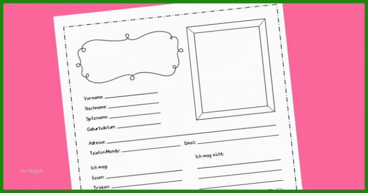Steckbrief Gestalten Vorlage