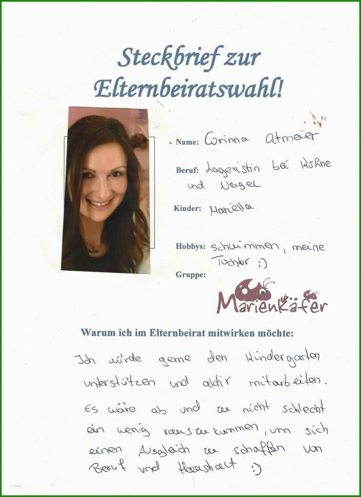 Steckbrief Kindergarten Praktikum Muster