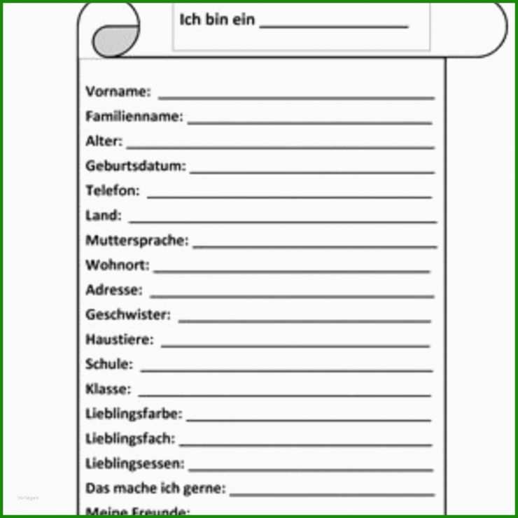 Steckbrief Klasse 5 Vorlage