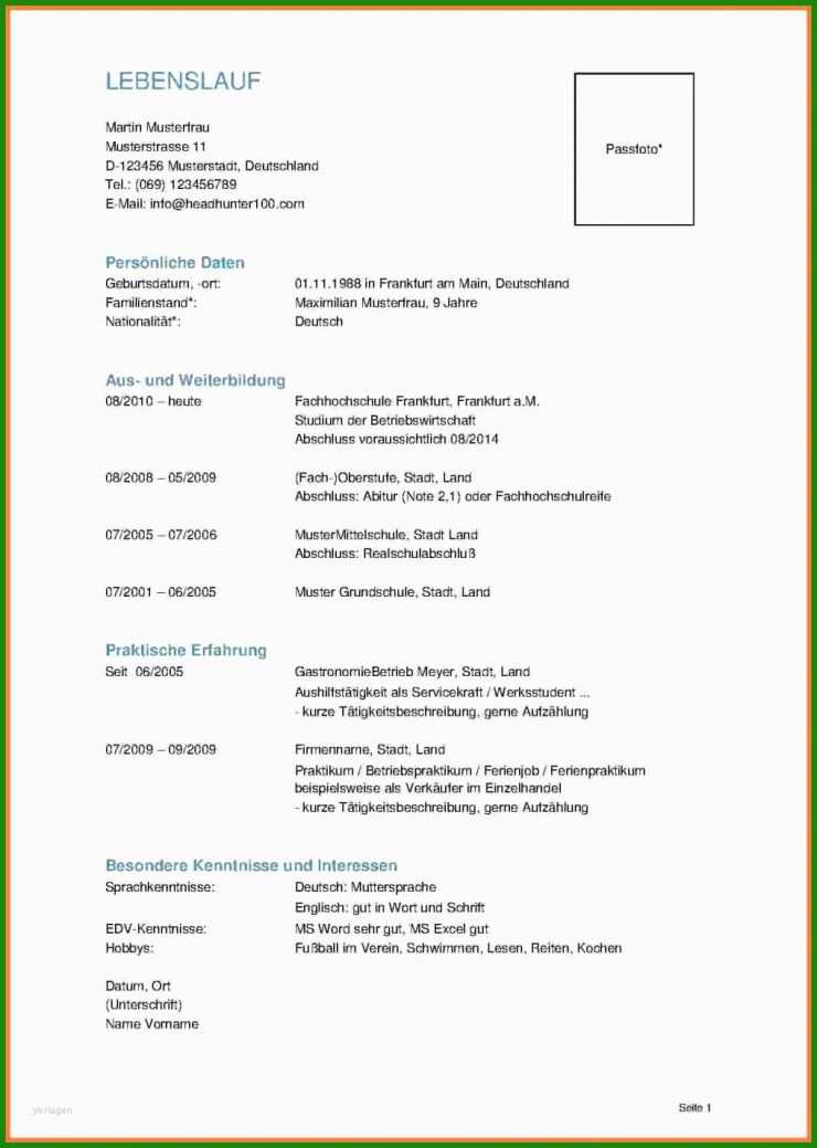 Steckbrief Muster Beruf