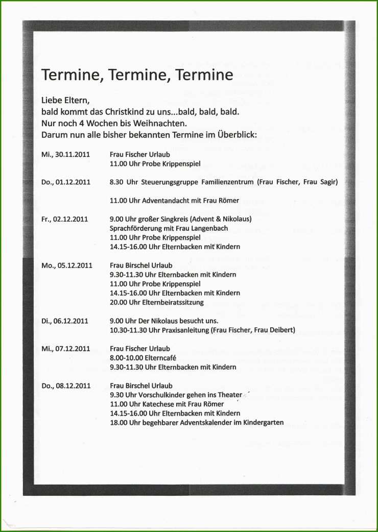 Steckbrief Muster Kindergarten Elternbeirat