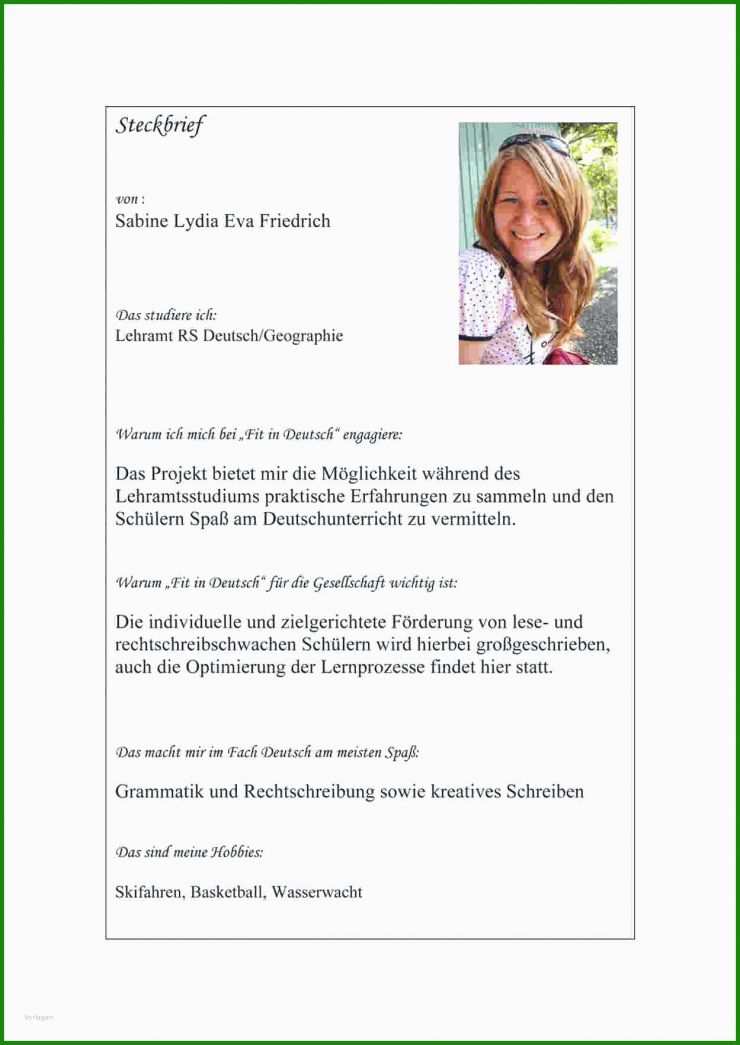 Steckbrief Person Muster