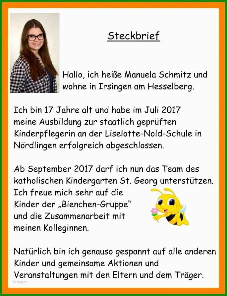 Steckbrief Praktikum Kita Muster