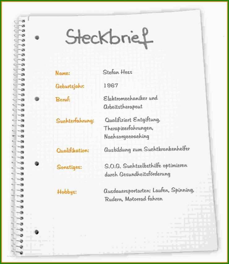 Steckbrief Praktikum Muster