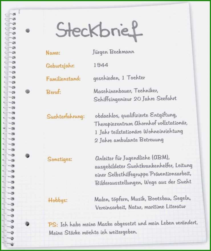 Steckbrief Vorlage Kostenlos