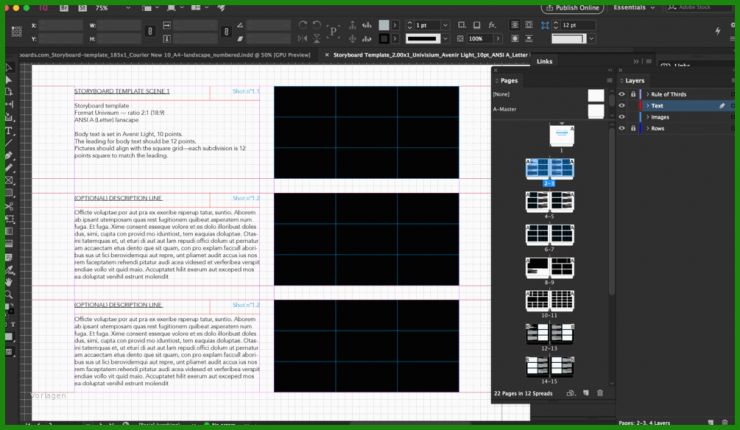 Storyboard Vorlage Indesign