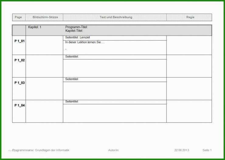Storyboard Word Vorlage