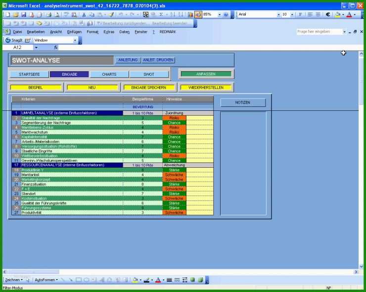Swot Analyse Vorlage Excel