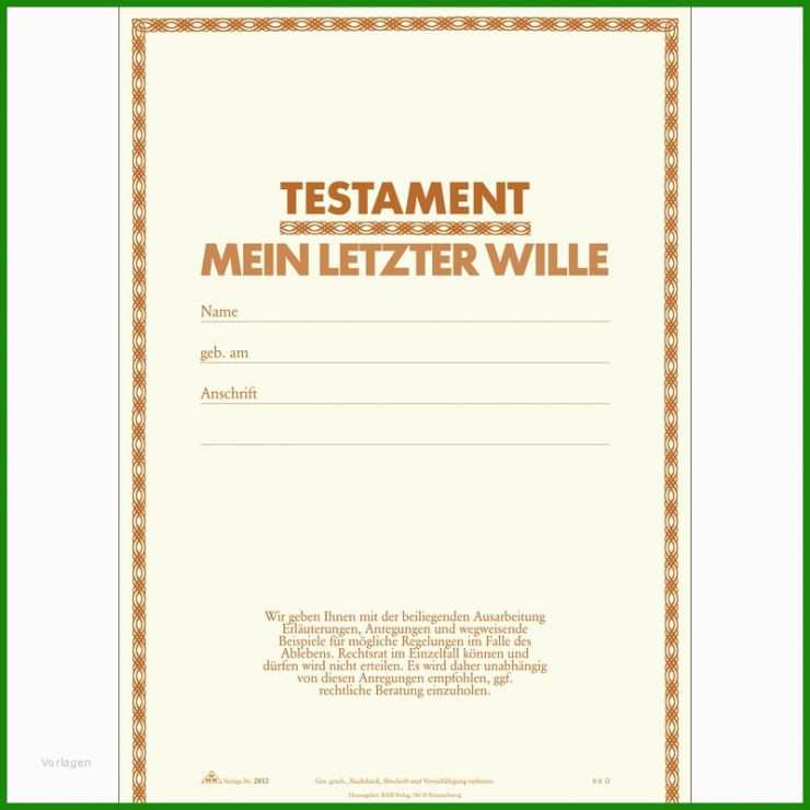 Testament Bei Trennung Vorlage