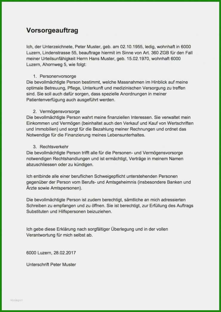 Testament Schweiz Vorlage