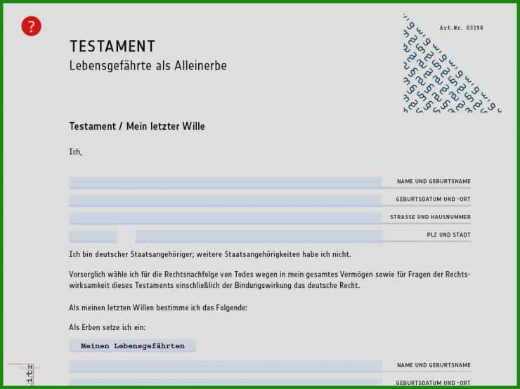 Testament Verfassen Vorlage