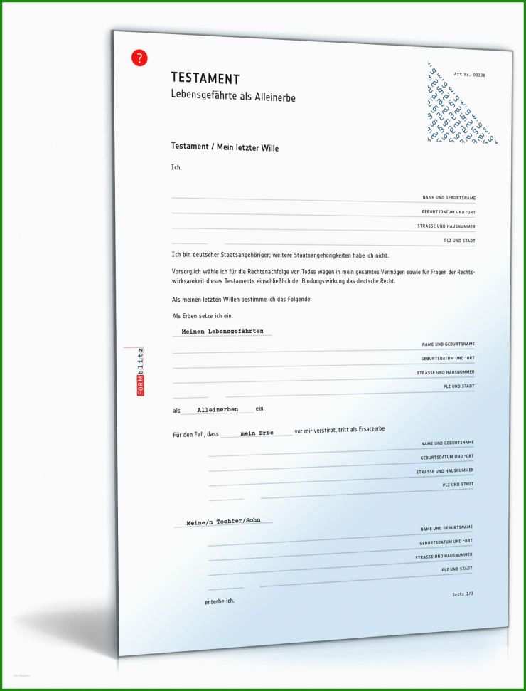 Testament Vorlage Alleinerbe Pdf