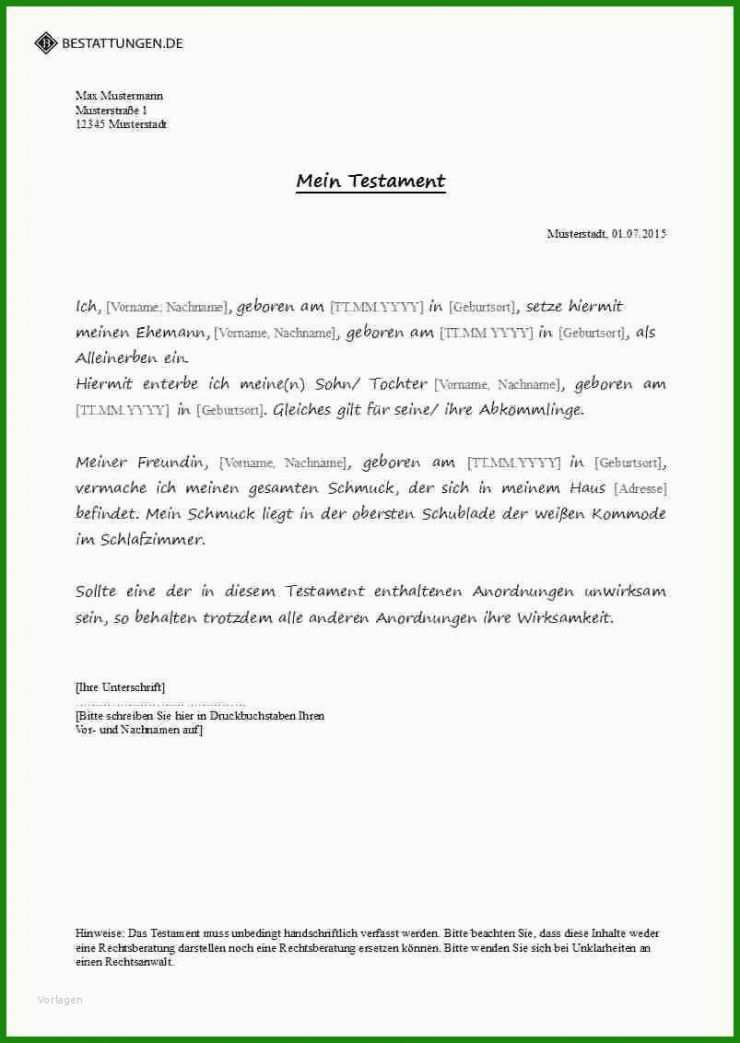 Testament Vorlage Download