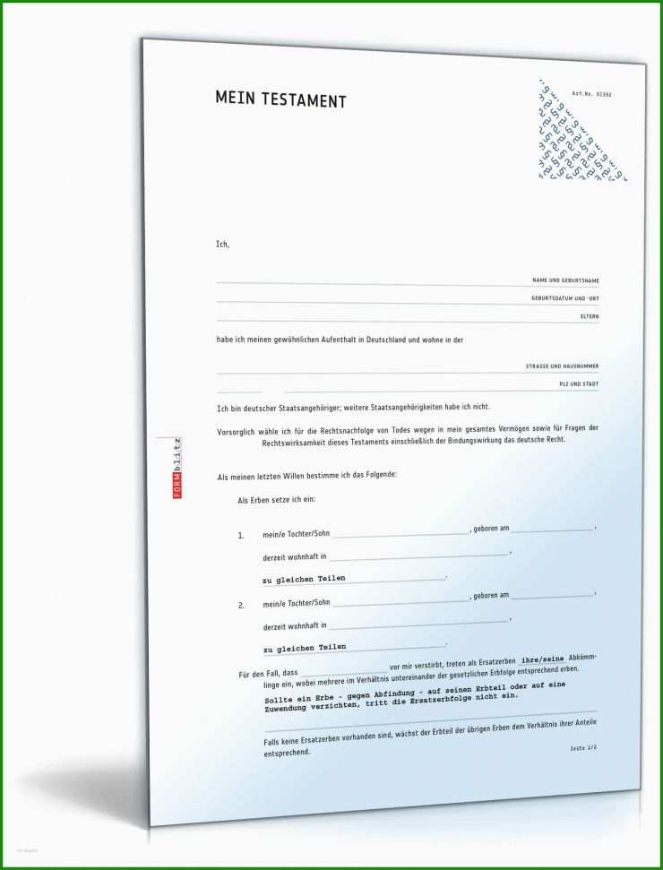 Testament Vorlage Pdf Kostenlos