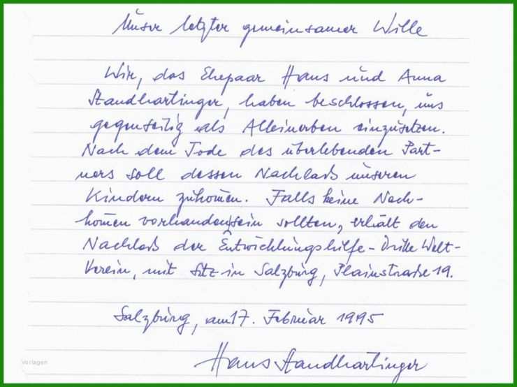 Testament Vorlagen österreich