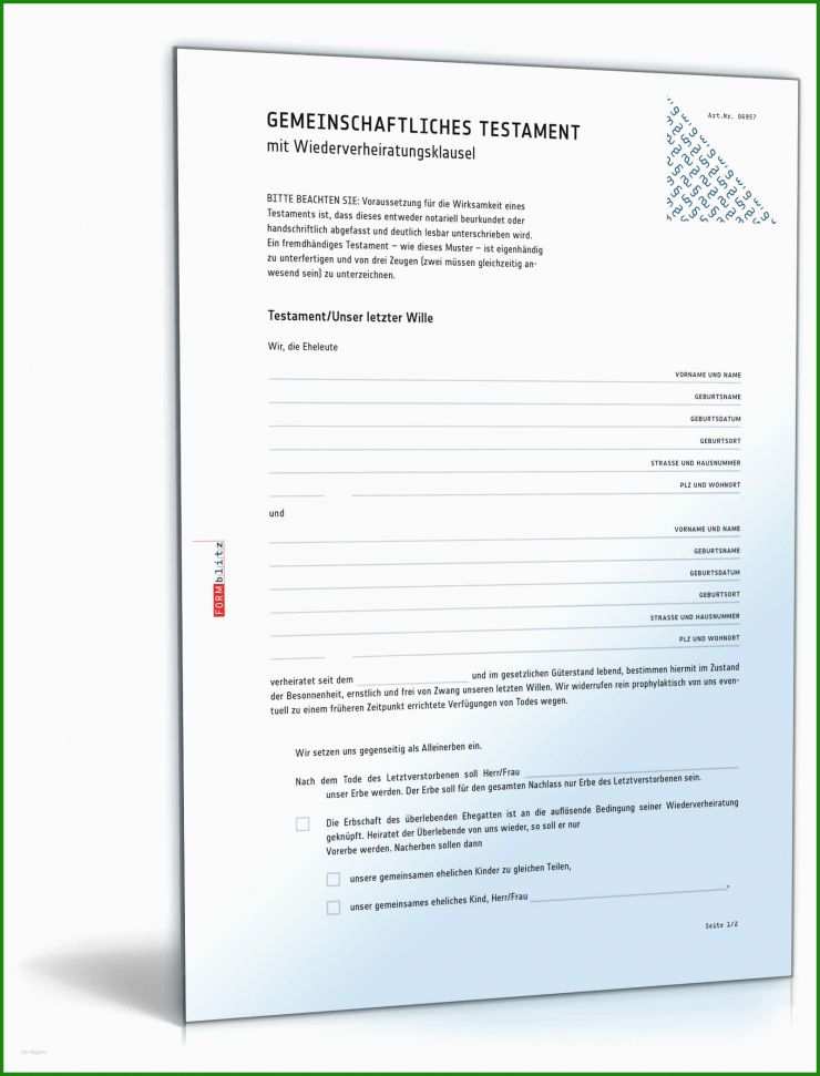 Testament Wiederverheiratungsklausel Muster