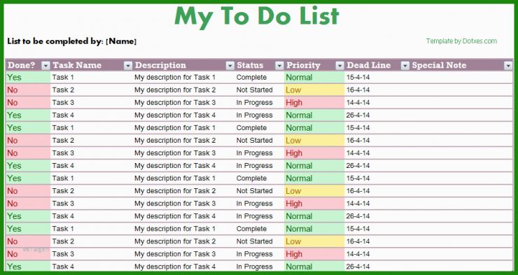 To Do Liste Vorlage Excel