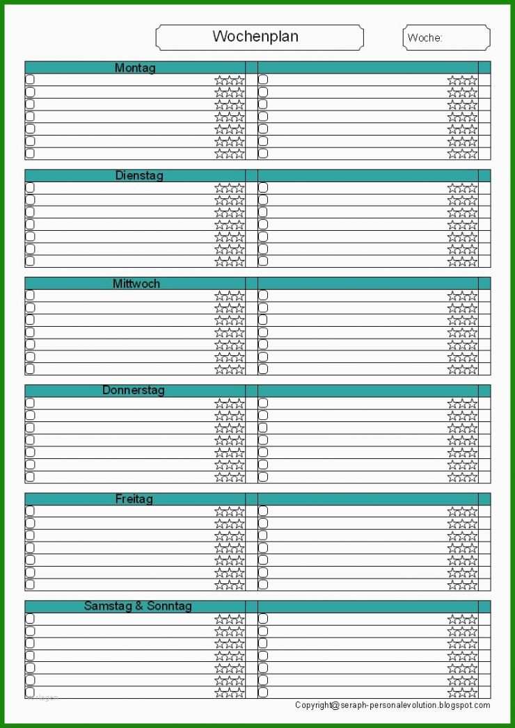To Do Liste Vorlage Wochen