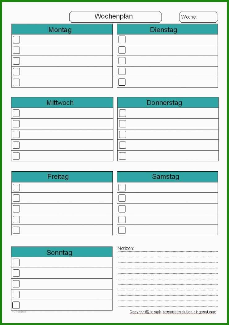 To Do Liste Wochenplan Vorlage