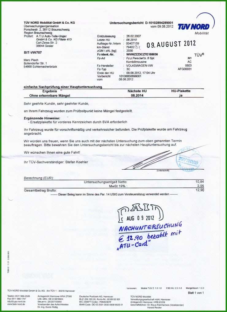 Tüv Bericht Vorlage