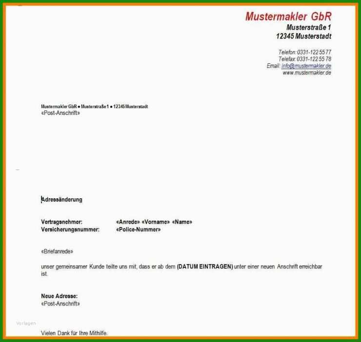 Umzug Brief Muster