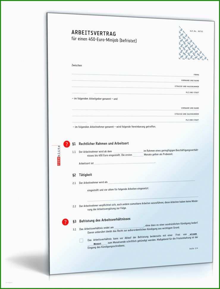 Unbefristeter Arbeitsvertrag Minijob Muster 5 Unbefristeter Arbeitsvertrag Minijob Muster