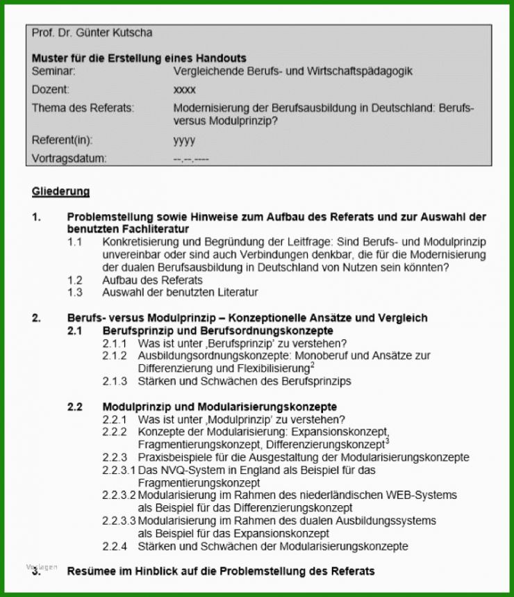 Uni Rostock Handout Vorlage