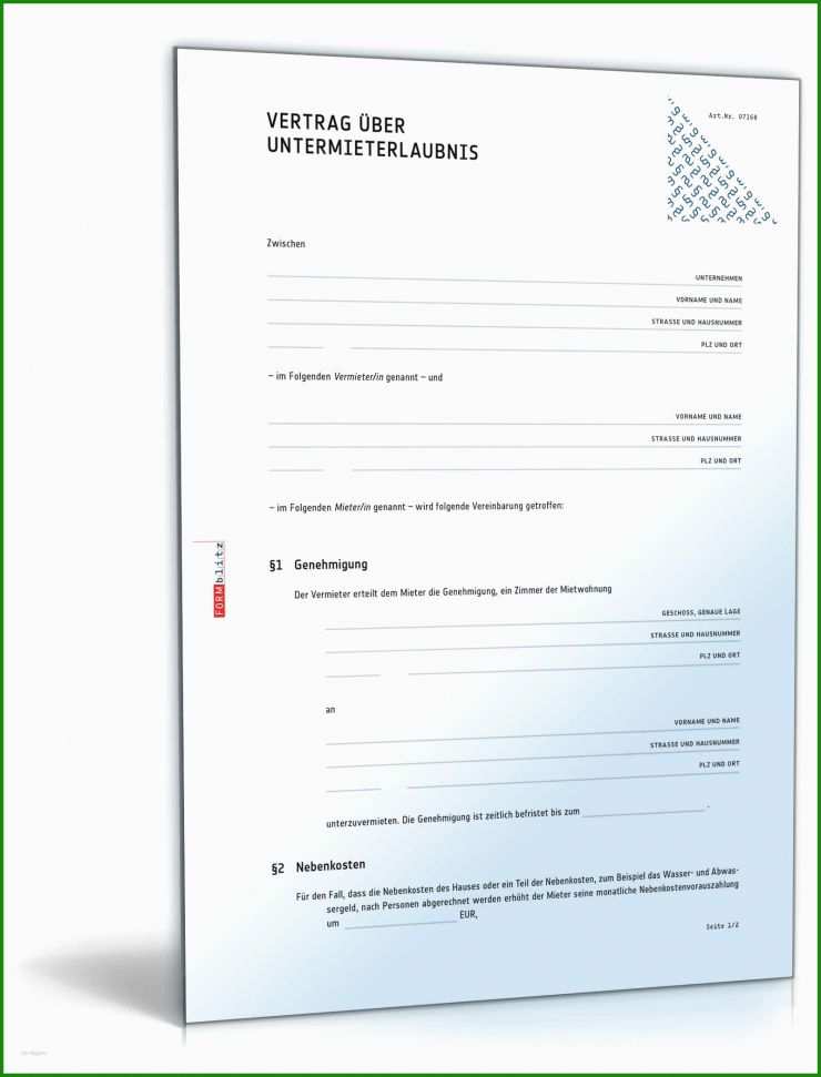 Untermietvertrag Erlaubnis Vermieter Muster