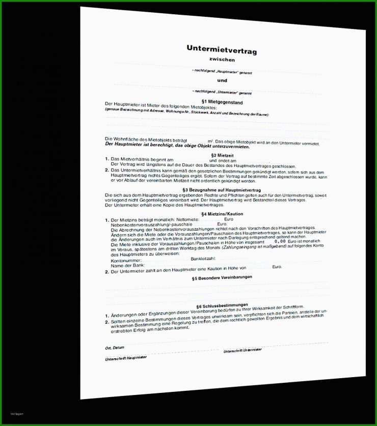 Untermietvertrag Gewerbe Muster Kostenlos Download