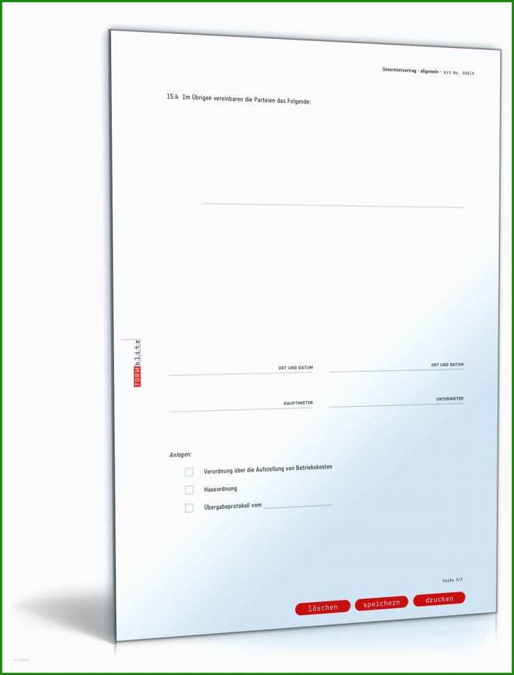 Untermietvertrag Haus Vorlage