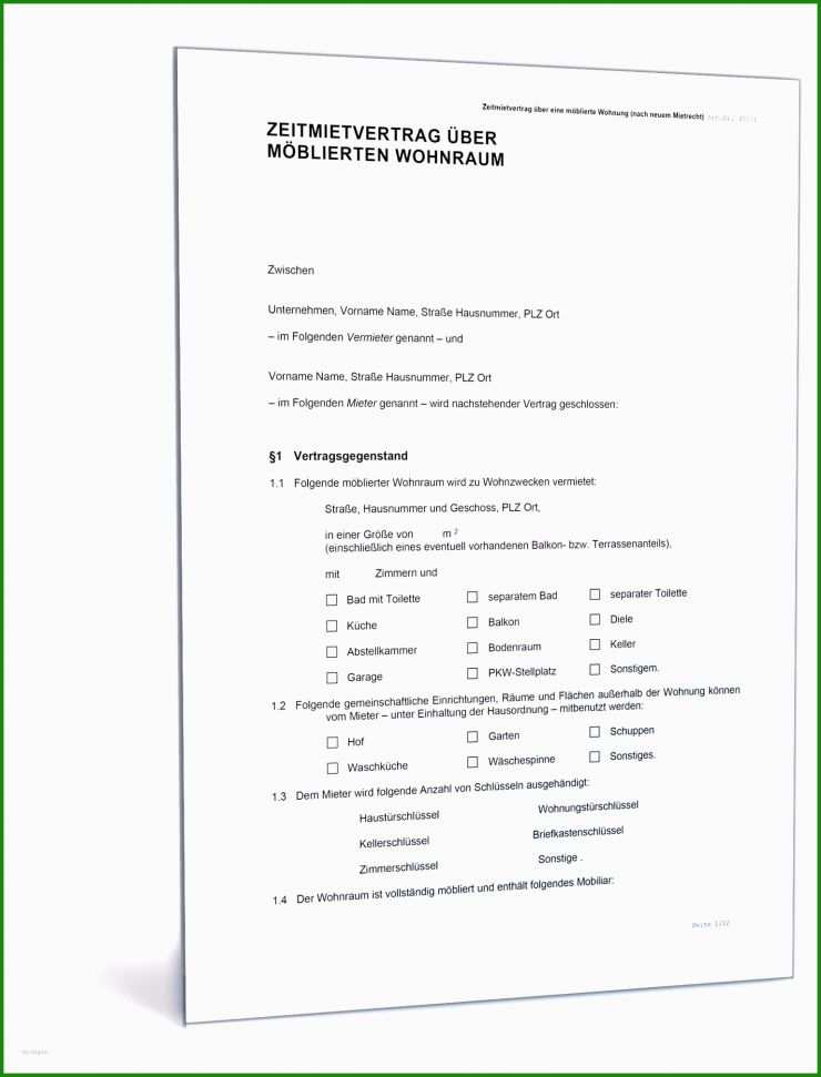 Untermietvertrag Kaution Muster