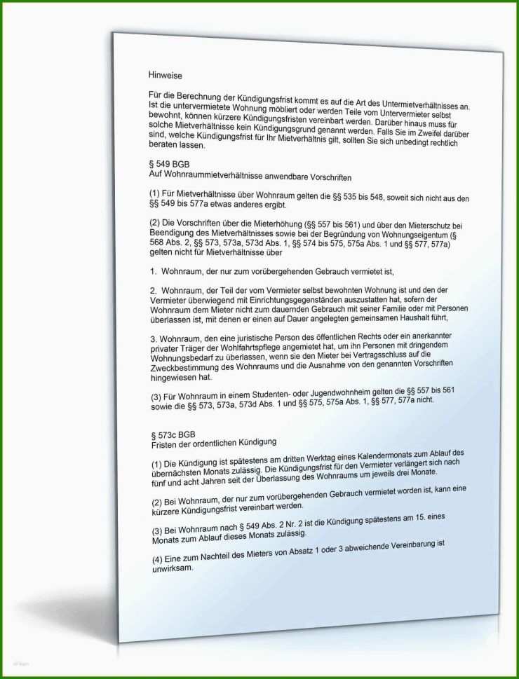 Untermietvertrag Muster Wg Zimmer