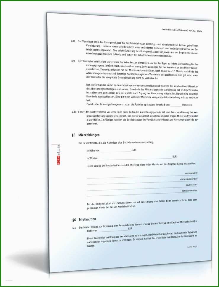 Untermietvertrag Staffelmiete Muster