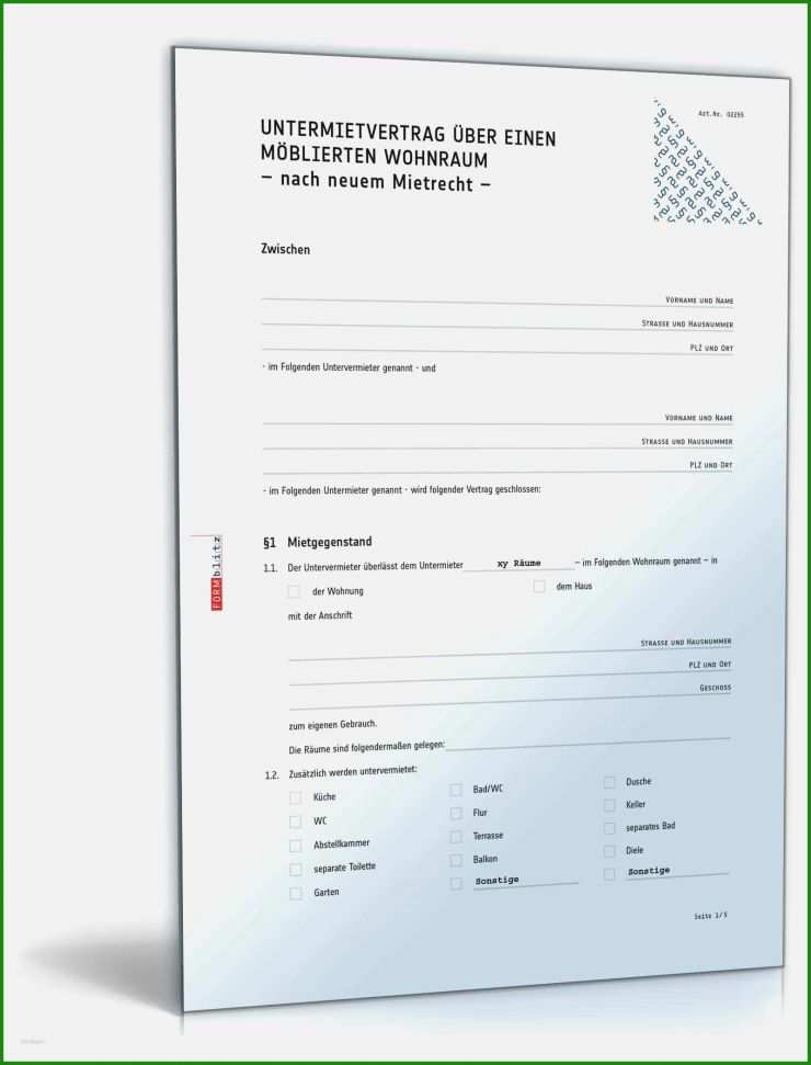 Untermietvertrag Stellplatz Vorlage