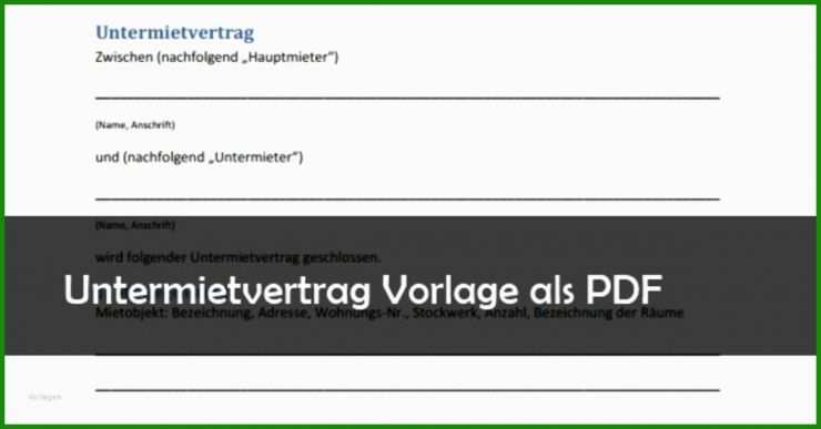 Untermietvertrag Vorlage Drucken