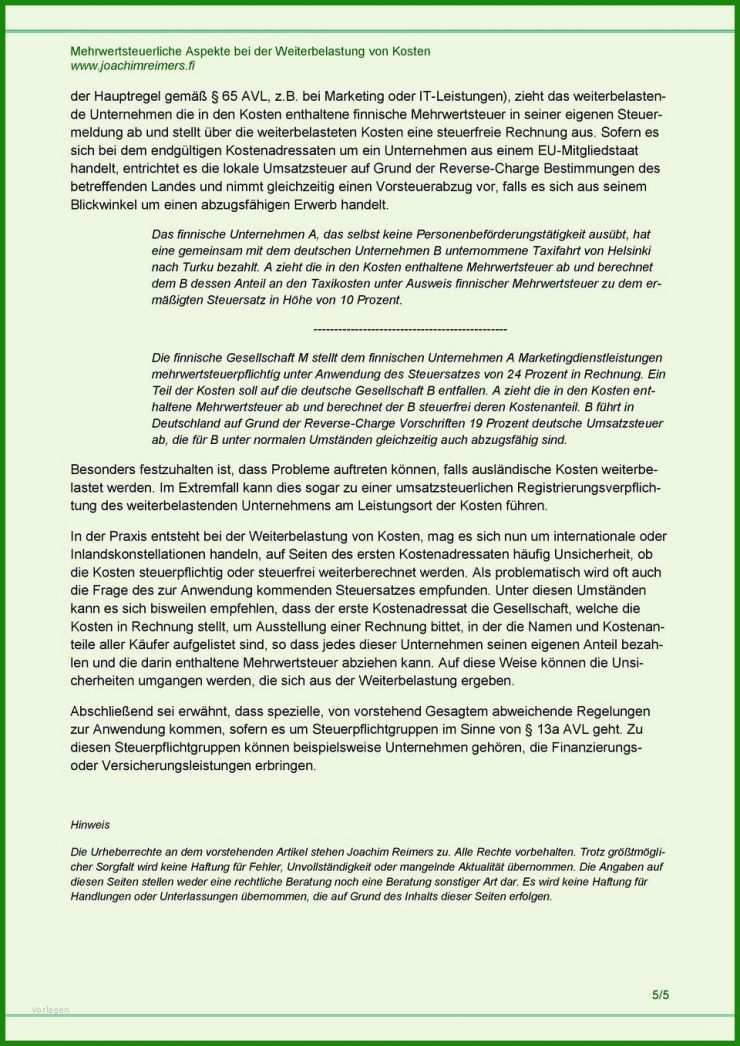 Verauslagte Kosten In Rechnung Stellen Vorlage