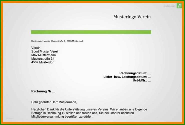 Verein Rechnung Muster