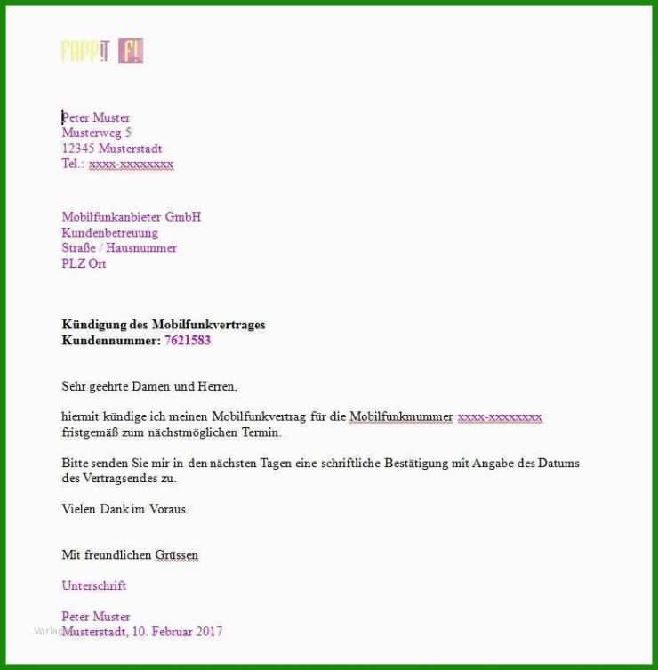 Vodafone Brief Vorlage