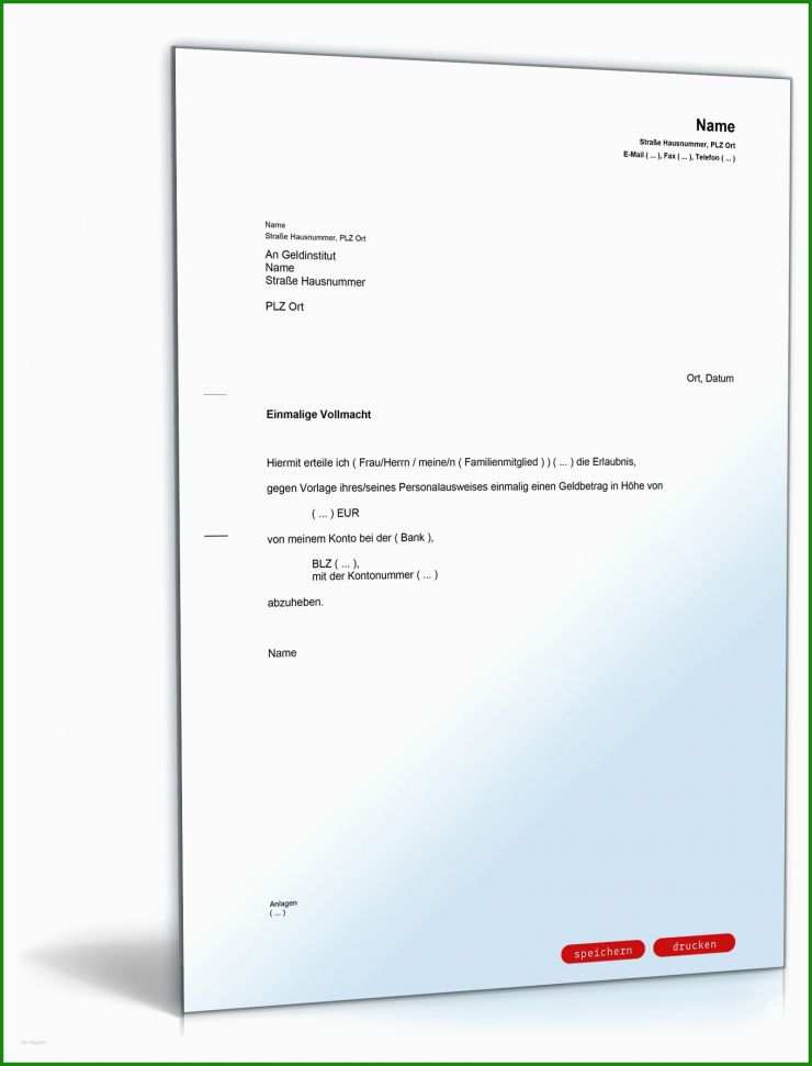 Vollmacht Abholung Unterlagen Muster