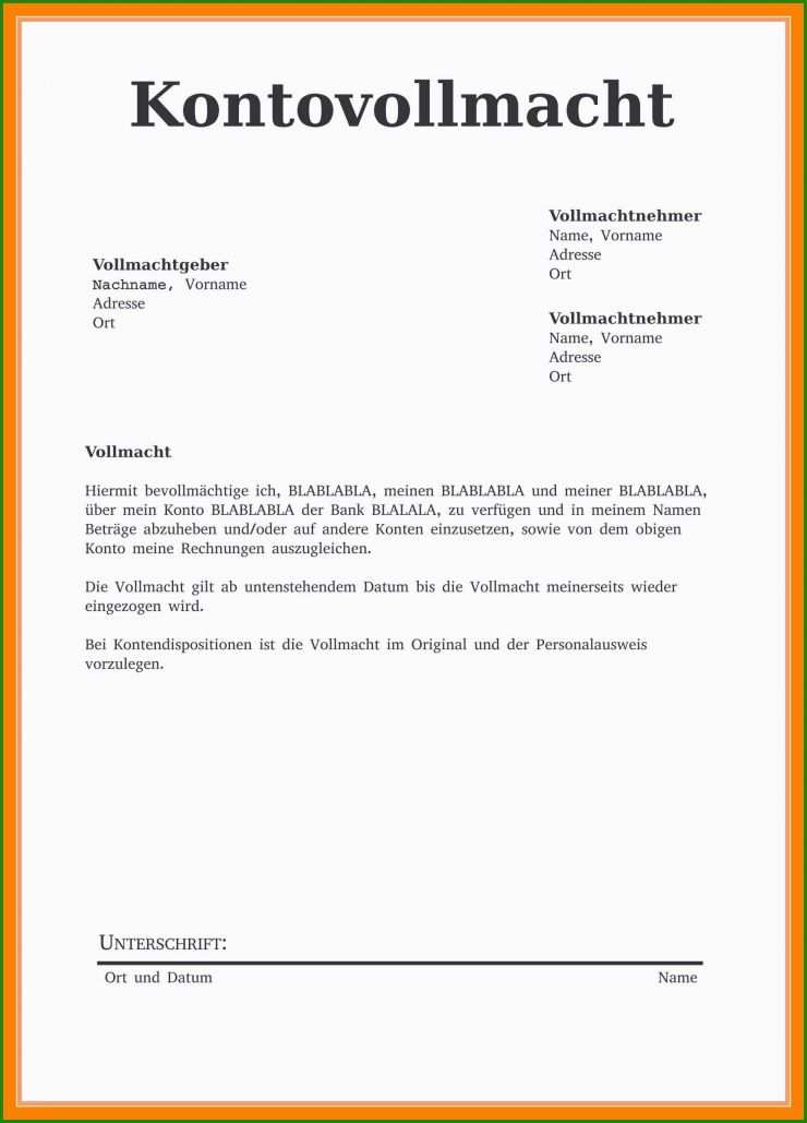Vollmacht Arbeitsamt Muster Kostenlos
