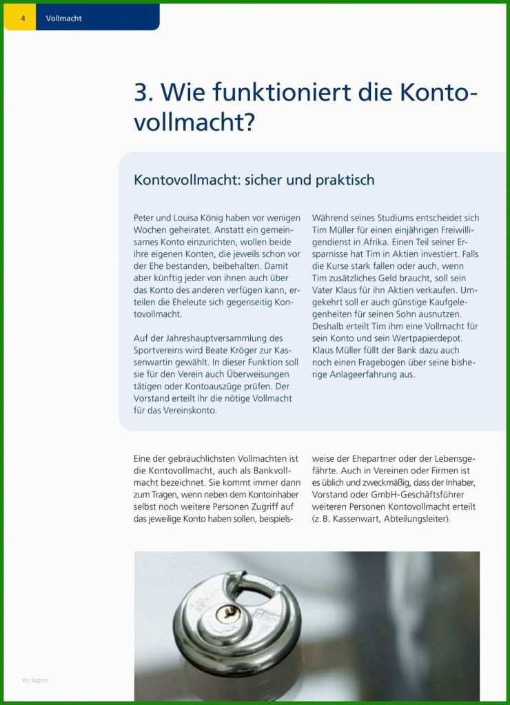 Vollmacht Bank Geld Abheben Muster