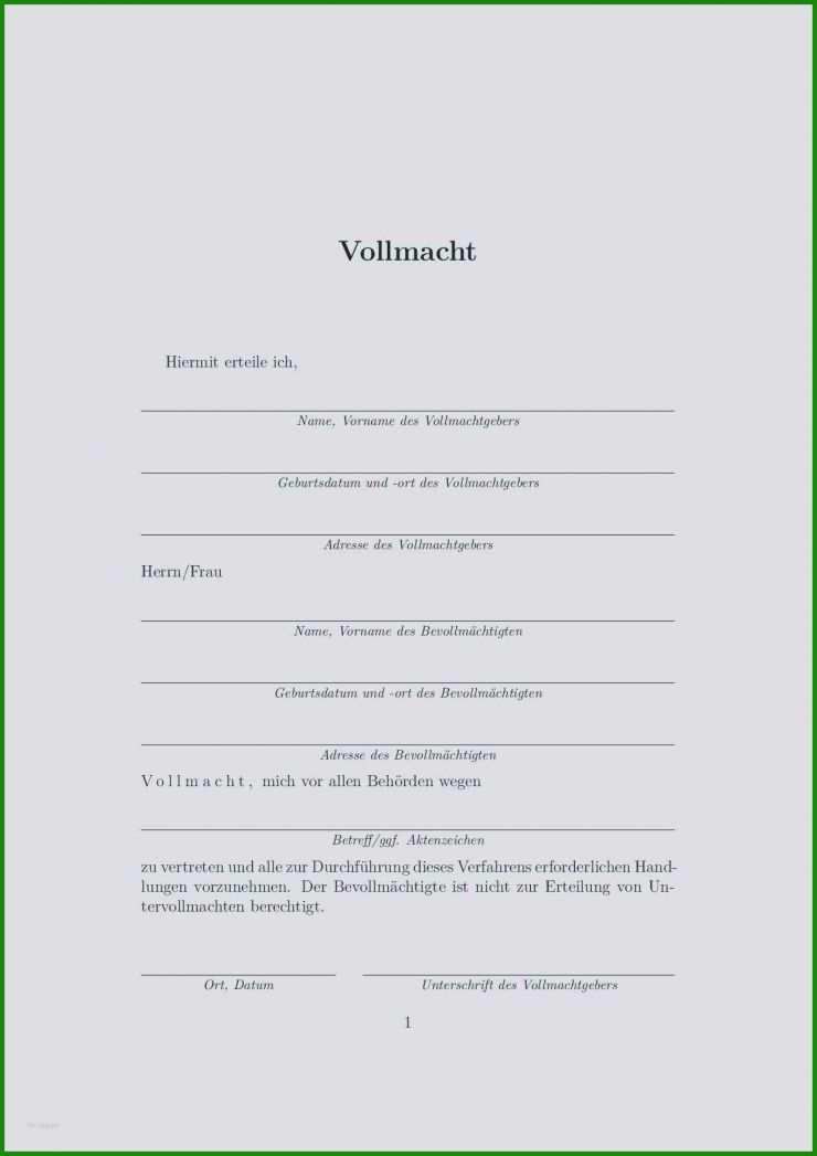 Vollmacht Bankkonto Muster